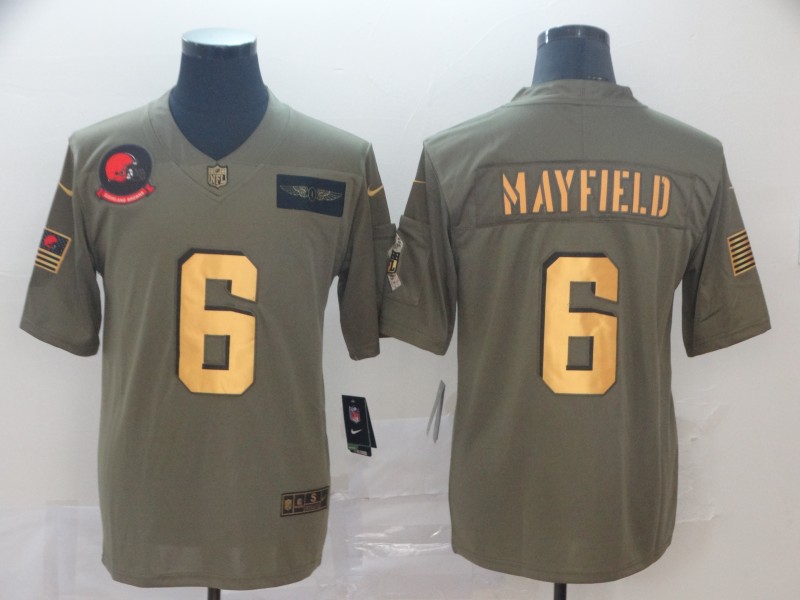 NFL Cleveland Browns #6 Mayfield  Salute to Service Gold Jersey