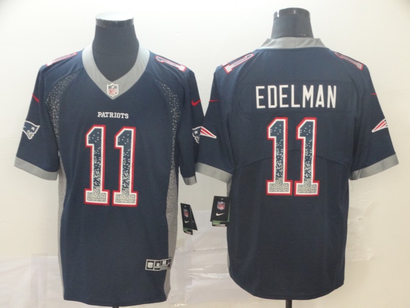 NFL New England Patriots #11 Edelman Drift Fashion Blue Jersey