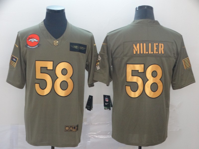 NFL Denver Broncos #58 Miller Salute to Service Gold Jersey