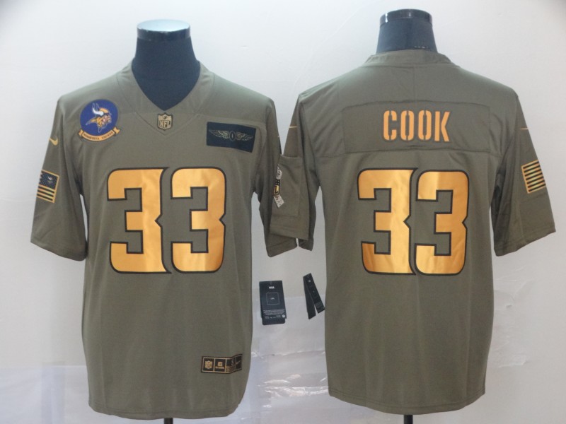 NFL Minnesota Vikings #33 Cook Salute to Service Gold Jersey