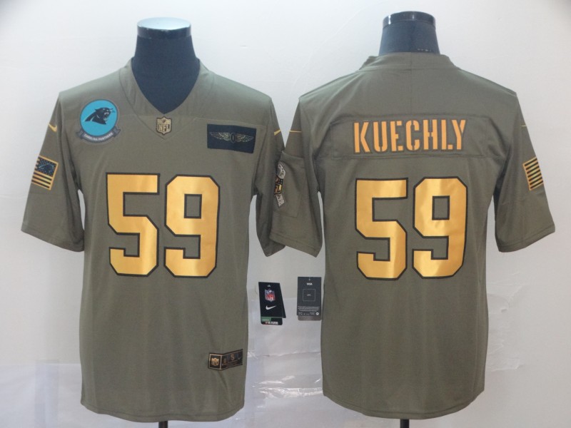 NFL Carolina Panthers #59 Kuechly Salute to Service Gold Jersey