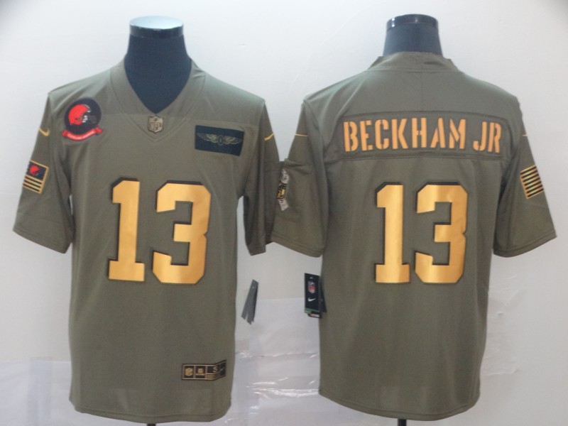 NFL Cleveland Browns #13 Beckham JR Salute to Service Gold Jersey