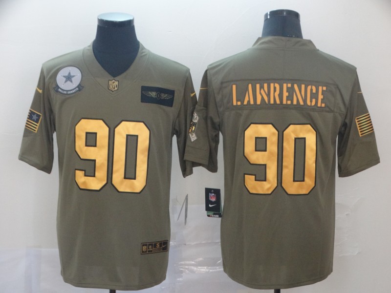 NFL Dallas Cowboys #90 Lawrence Salute to Service Gold Jersey