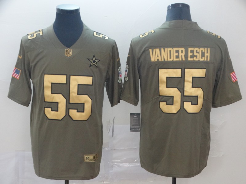 NFL Dallas Cowboys #55 Vander Esch Salute to Service Gold Jersey