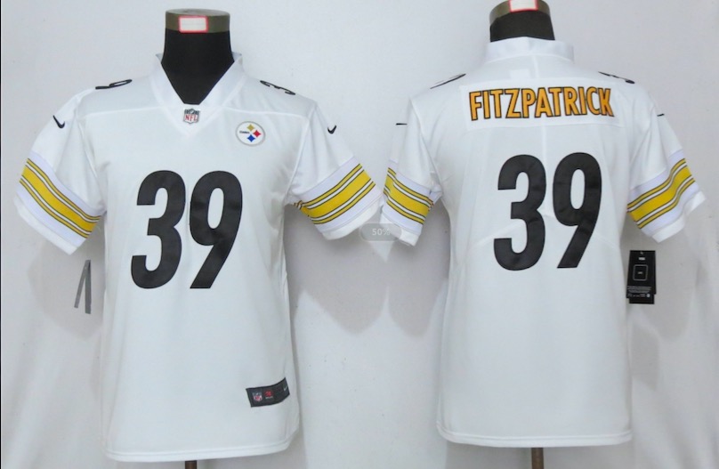 Womens Nike Pittsburgh Steelers #39 Fitzpatrick White Vapor Limited Jersey
