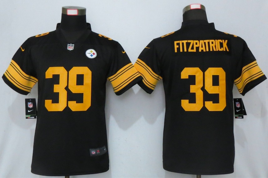 Womens Nike Pittsburgh Steelers #39 Fitzpatrick Black Color Rush Limited Jersey