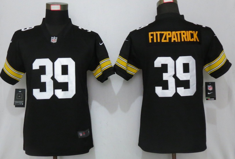 Womens Nike Pittsburgh Steelers #39 Fitzpatrick Black Vapor Limited Jersey