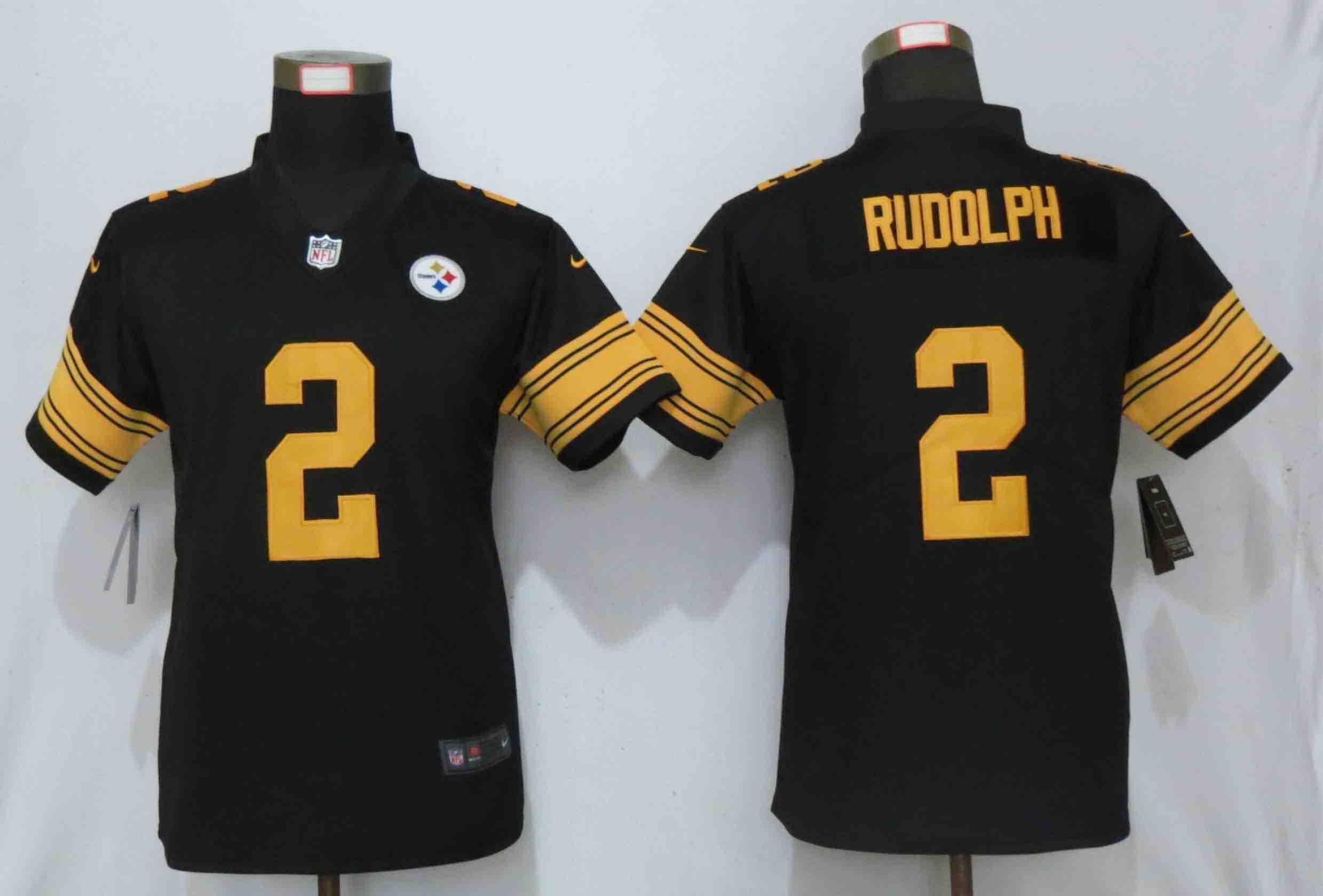Womens Nike Pittsburgh Steelers #2 Rudolph Color Rush Black Jersey