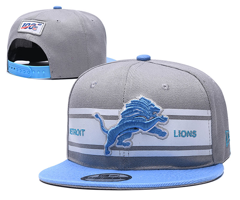 NFL Detriot Lions Grey Snapback Hats--YD