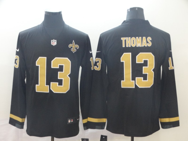 NFL New Orleans Saints #13 Thomas Long Sleeve Black Jersey