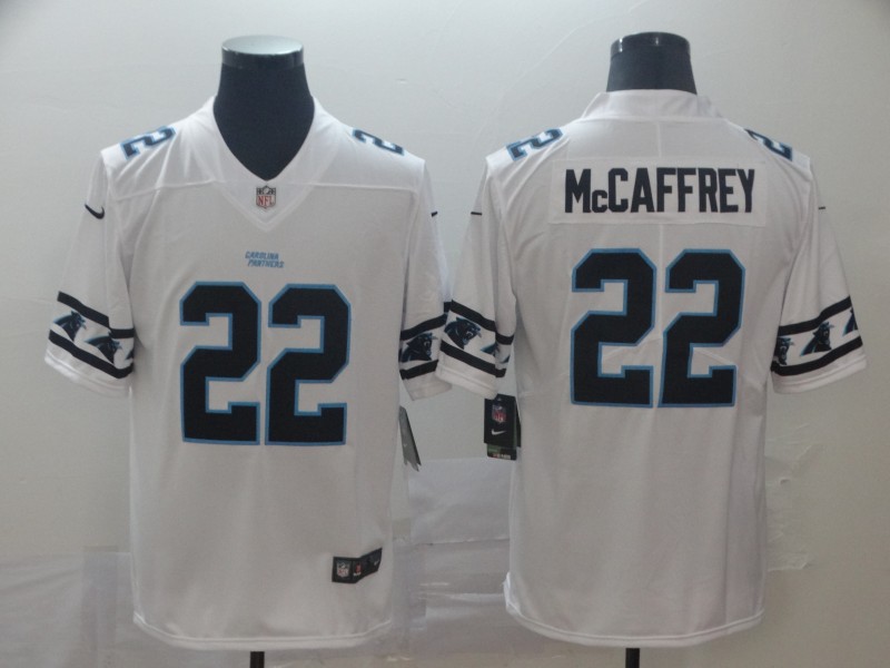 NFL Carolina Panthers #22 McCaffrey White Sleeve Logo Jersey