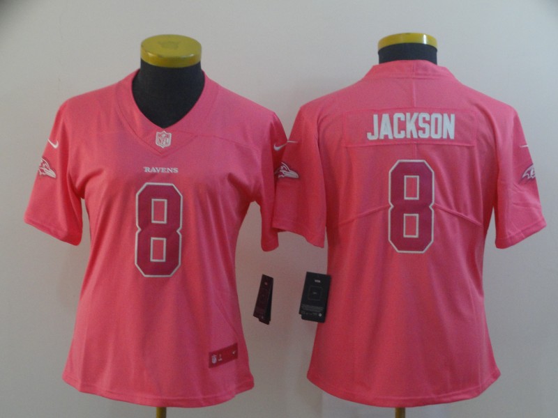 Womens NFL Baltimore Ravens #8 Jackson Pink Jersey