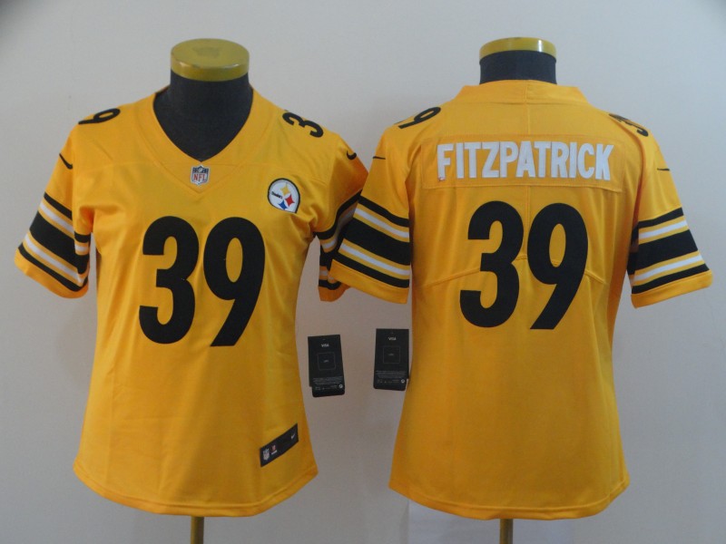 Womens NFL Pittsburgh Steelers #39 Fitzpatrick Yellow Inverted Limited Jersey
