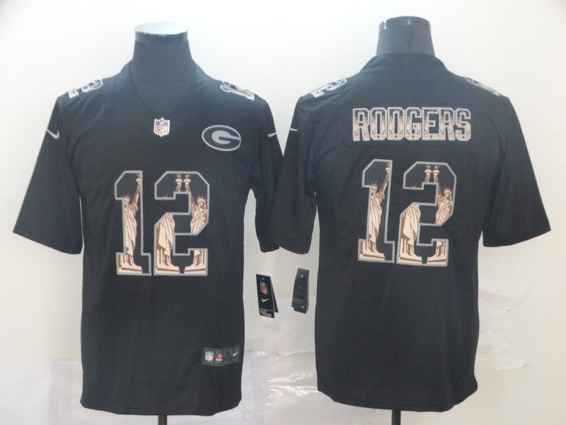 NFL Green Bay Packers #12 Rodgers Black the Statue of Liberty Jersey