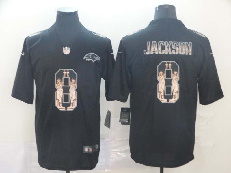 NFL Baltimore Ravens #8 Jackson Black the Statue of Liberty Jersey