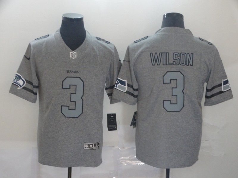 NFL Seattle Seahawks #3 Wilson Grey Throwback Jersey