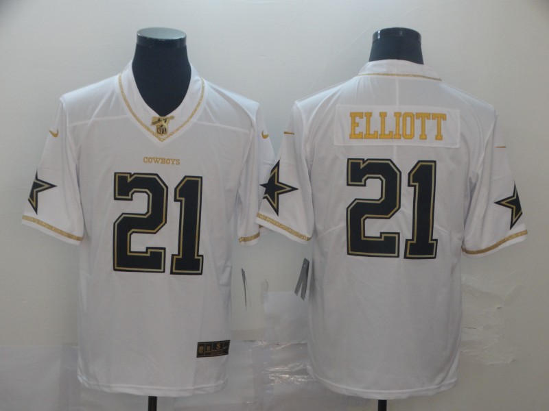 NFL Dallas Cowboys #21 Elliott White Throwback Jersey