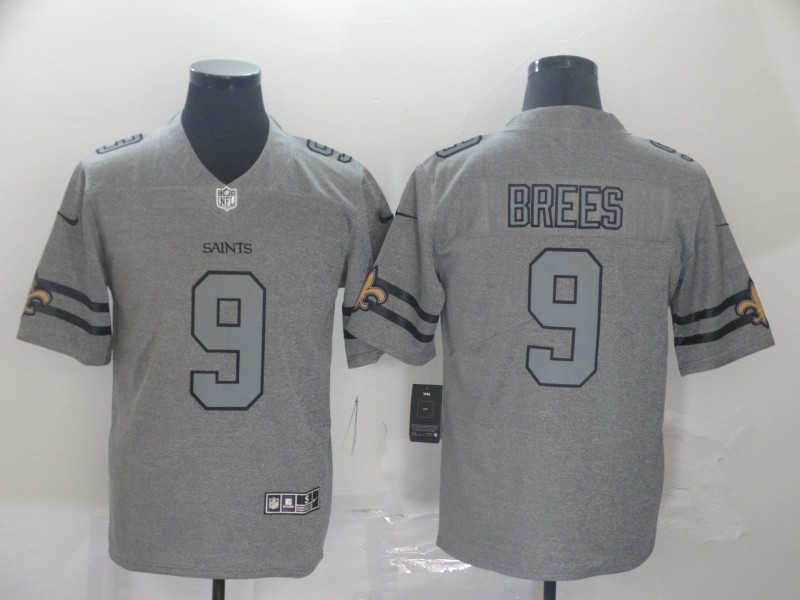 NFL New Orleans Saints #9 Brees Grey Throwback Jersey