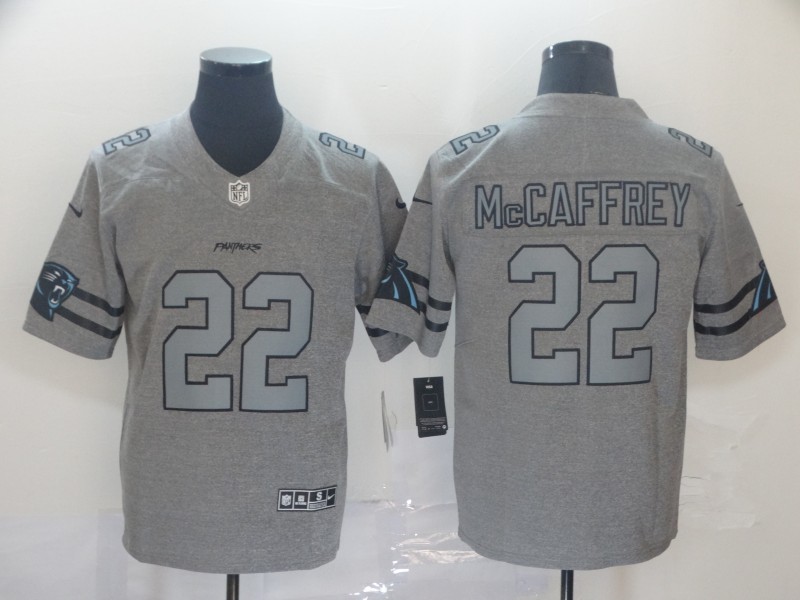 NFL Carolina Panthers #22 McCaffrey Grey Throwback Jersey