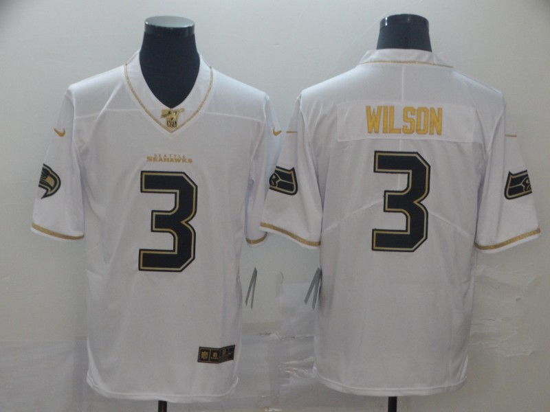 NFL Seattle Seahawks #3 Wilson White Throwback Limited Jersey