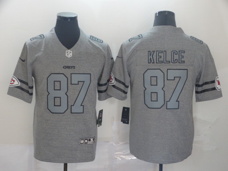 NFL Kansas City Chiefs #87 Kelce Grey Throwback Jersey