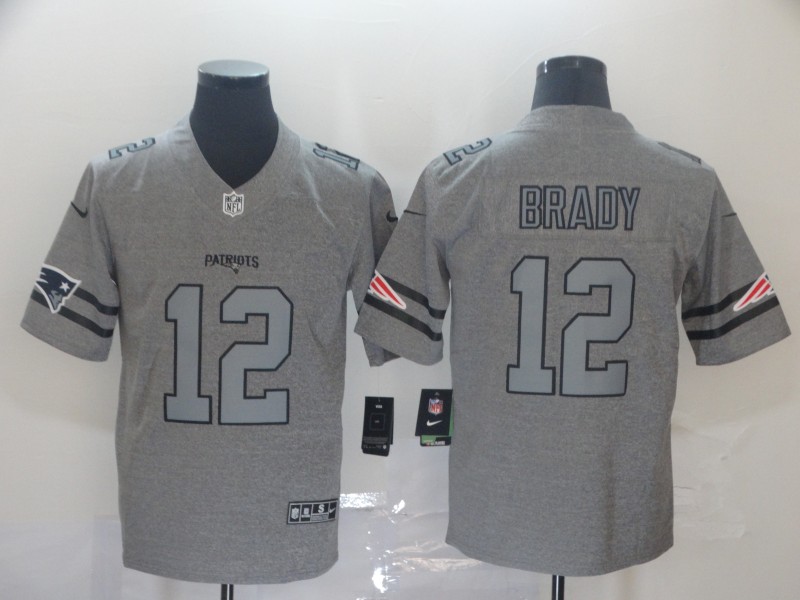 NFL New England Patriots #12 Brady Grey Throwback Jersey