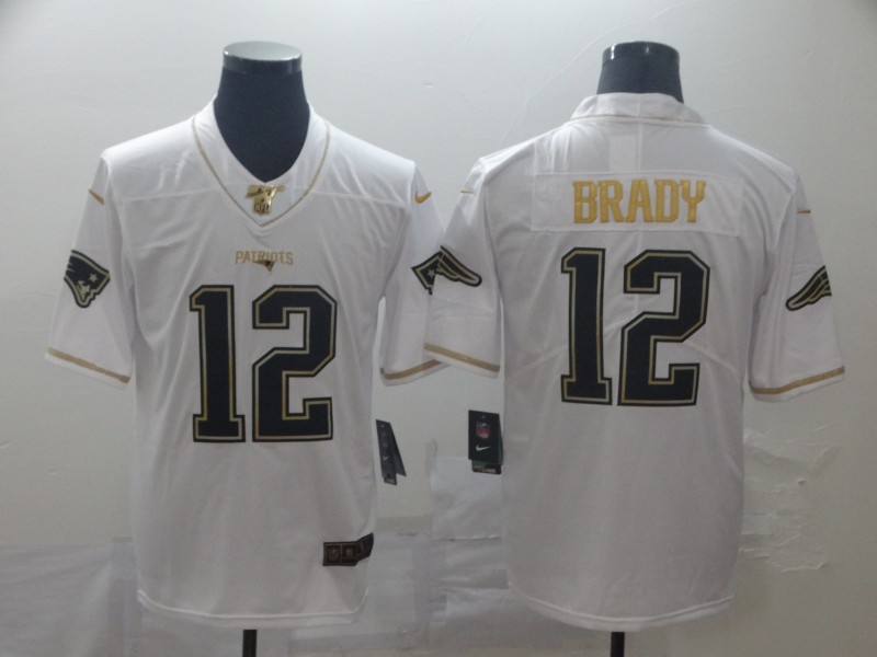 NFL New England Patriots #12 Brady White Throwback Limited Jersey