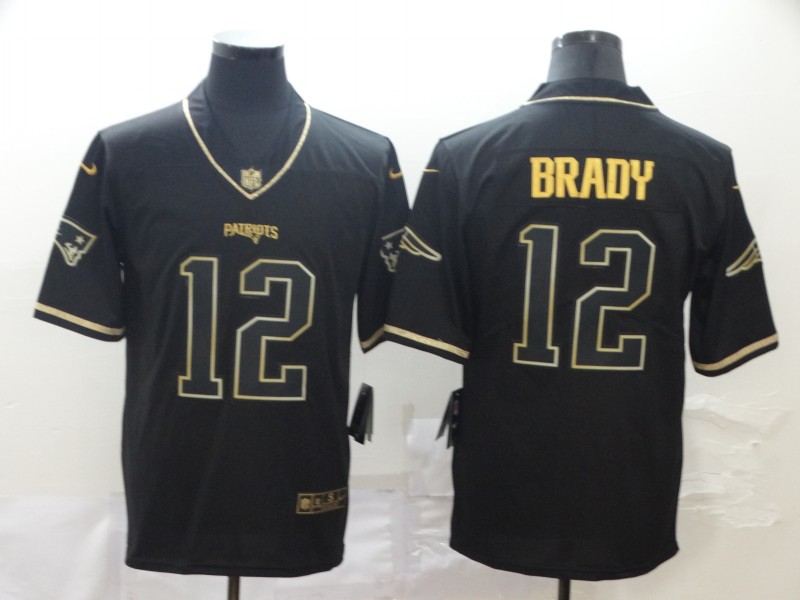 NFL New England Patriots #12 Brady Black Gold Limited Jersey