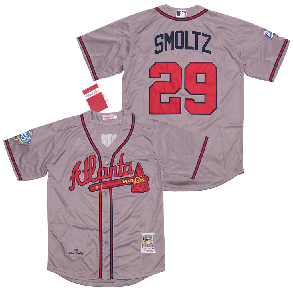 MLB Atlanta Braves #29 Smoltz Grey 1999 Throwback Jersey