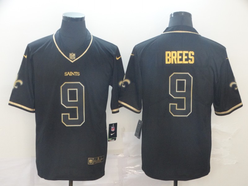 NFL New Orleans Saints #9 Brees Black Gold Limited Jersey