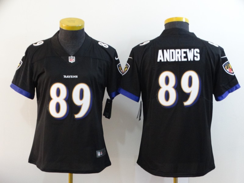Womens NFL Baltimore Ravens #89 Andrews Black Limited Jersey
