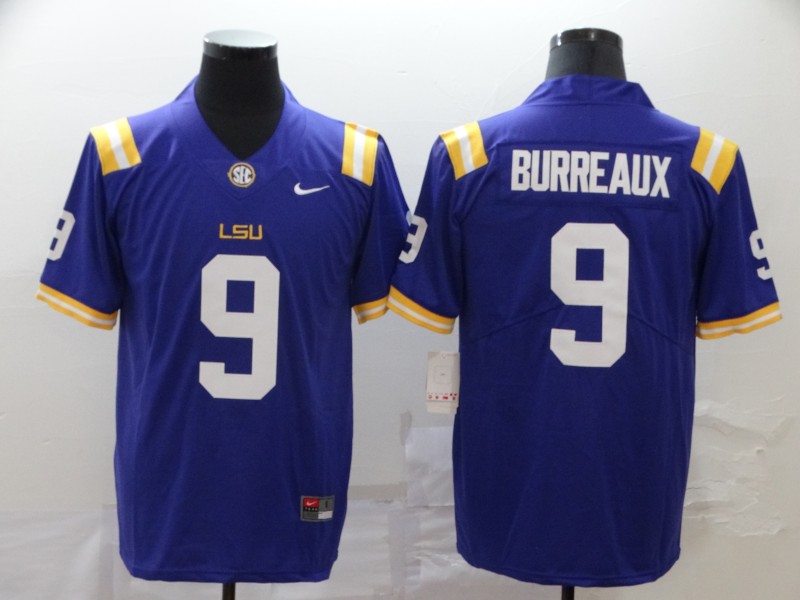 NCAA LSU Tigers #9 Burreaux Purple Limited Jersey