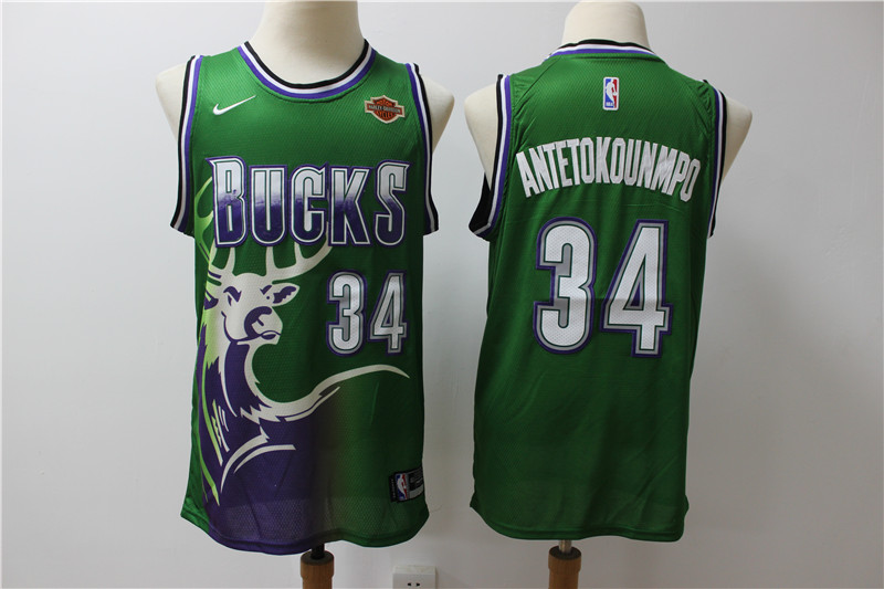 NBA Milwaukee Bucks #34 Antetokounmpo Green Jersey