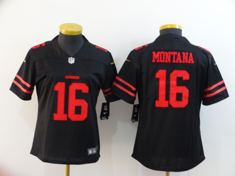 Womens NFL San Francisco 49ers #16 Montana Black Vapor Jersey