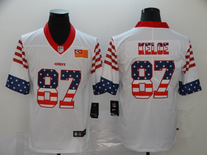 NFL Kansas City Chiefs #87 Kelce White USA Flag Limited Jersey