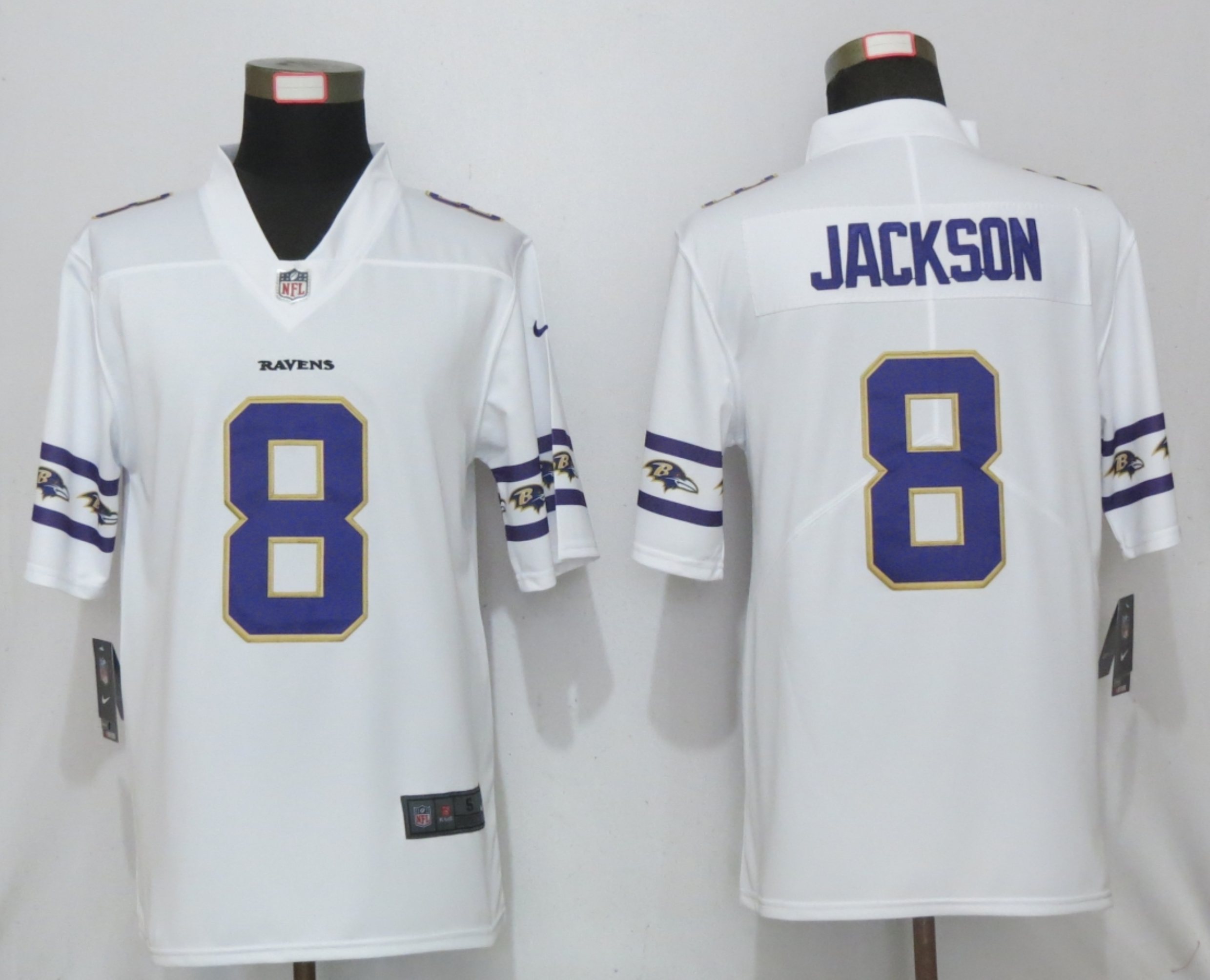Nike Baltimore Ravens #8 Jackson White Limited Team Logo Fashion Jersey