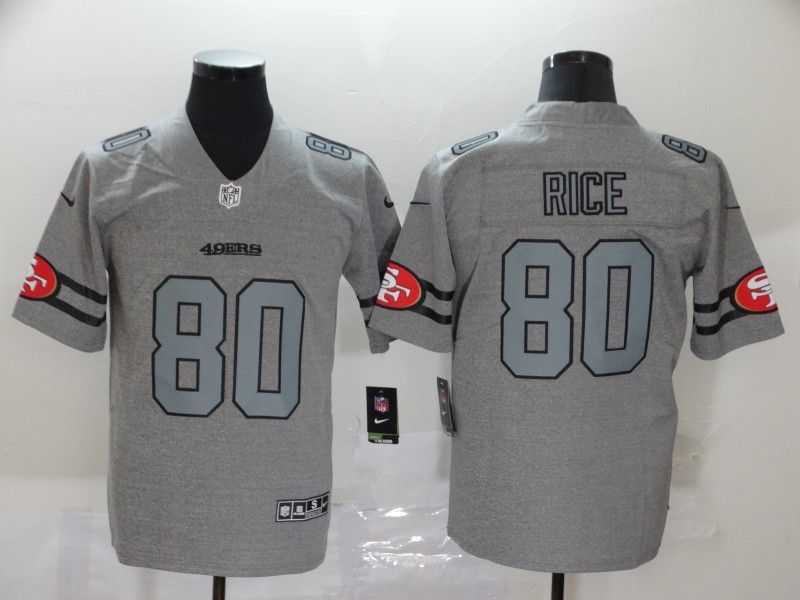 NFL San Francisco 49ers #80 Rice Throwback Grey Jersey