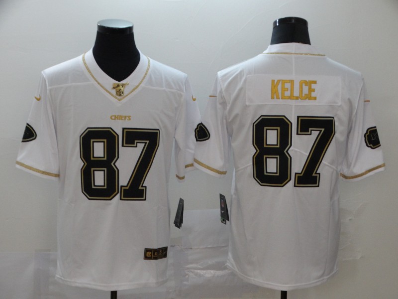 NFL Kansas City Chiefs #87 Kelce White Gold Vapor Limited Jersey