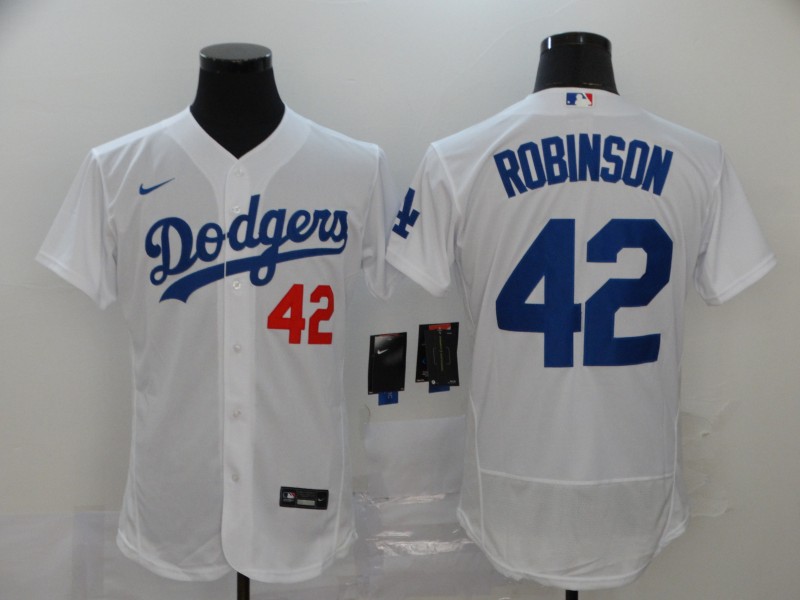 Nike MLB Los Angeles Dodgers #42 Robinson White Elite Jersey