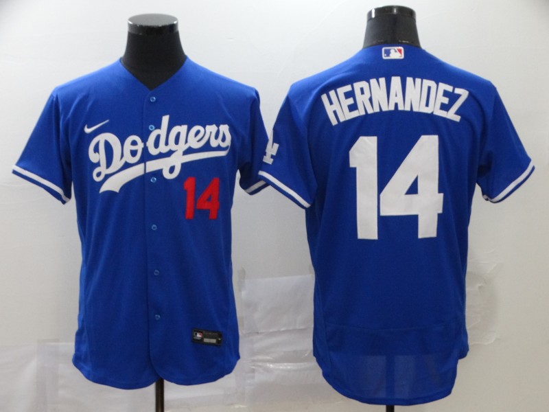 Nike MLB Los Angeles Dodgers #14 Hernandez Blue Elite Jersey