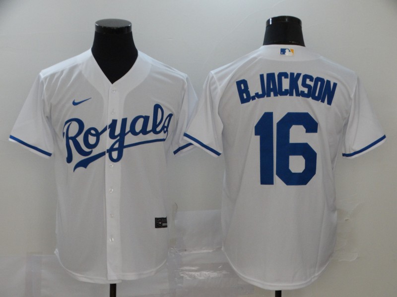 Nike MLB Kansas City Royals #16 B.Jackson White Game Jersey