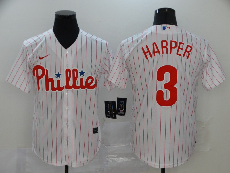 Nike MLB Philadelphia Phillies #3 Harper White Game Jersey
