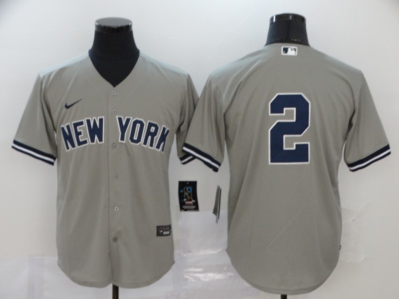 Nike MLB New York Yankees #2 Grey Game Jersey