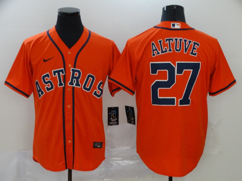 Nike MLB Houston Astros #27 Altuve Orange Game Jersey
