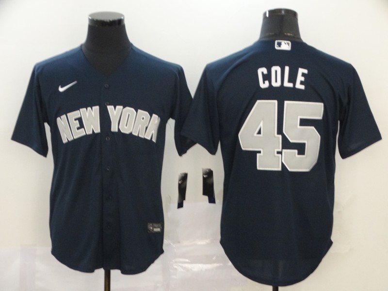Nike MLB New York Yankees #45 Cole Blue Elite Jersey