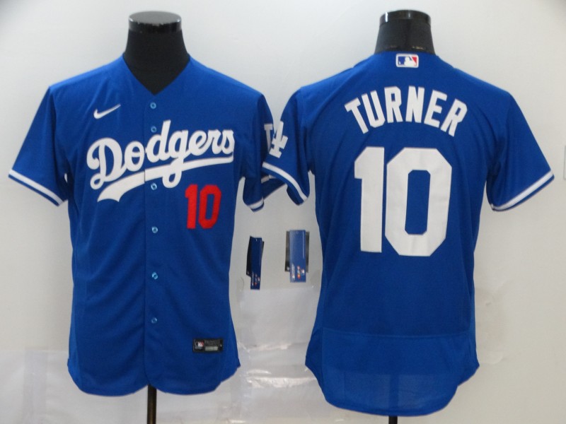 Nike MLB Los Angeles Dodgers #10 Turner Blue Elite Jersey