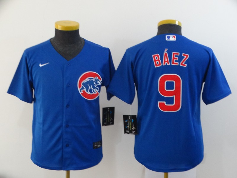 Nike MLB Chicago Cubs #9 Baez Blue Kids Jersey