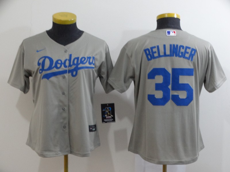 Nike MLB Los Angeles Dodgers #35 Bellinger Women Grey Jersey