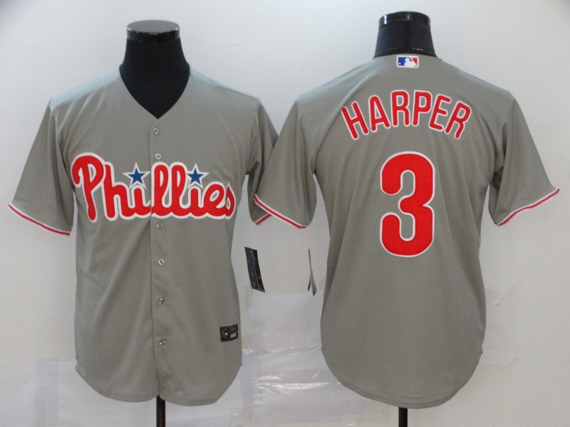 Nike MLB Philadelphia Phillies #3 Harpen Grey Elite Jersey