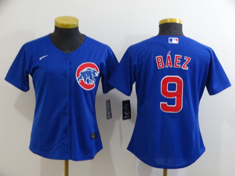 Nike MLB Chicago Cubs #9 Baez Women Grey Jersey